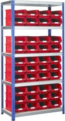 BSS Red Storage Bin and Standard Shelving System