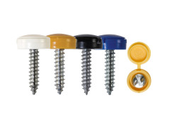 'Everyday' ESSENTIALS Mixed Security Number Plate Fasteners - Self-Tappers with Hinged Caps 
