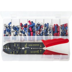 Assortment Box of Terminals Insulated - Red & Blue with Crimping Pliers