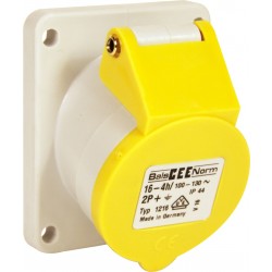 110v Angled Panel Socket - Yellow