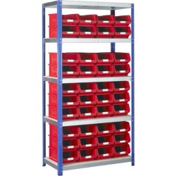 BSS Red Storage Bin and Standard Shelving System