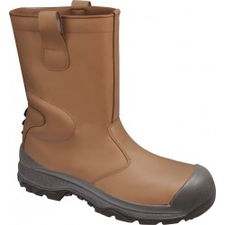 DELTAPLUS Leather Fur-Lined Rigger Boots - Beige