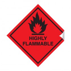 Highly Flammable 100 x 100mm Sticker