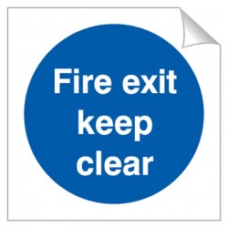 Fire Exit Keep Clear 120 x 120mm Sticker