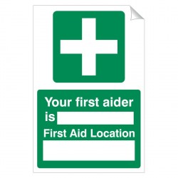 Your First Aider Is 240 x 360mm Sticker