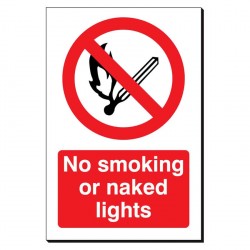 No Smoking or Naked Lights 240 x 360mm Sign