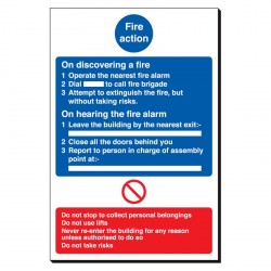 Fire Action 240 x 360mm Sign