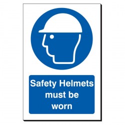 Safety Helmets Must Be Worn 240 x 360mm Sign