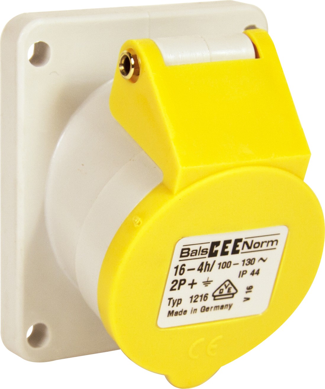 110v Angled Panel Socket Yellow