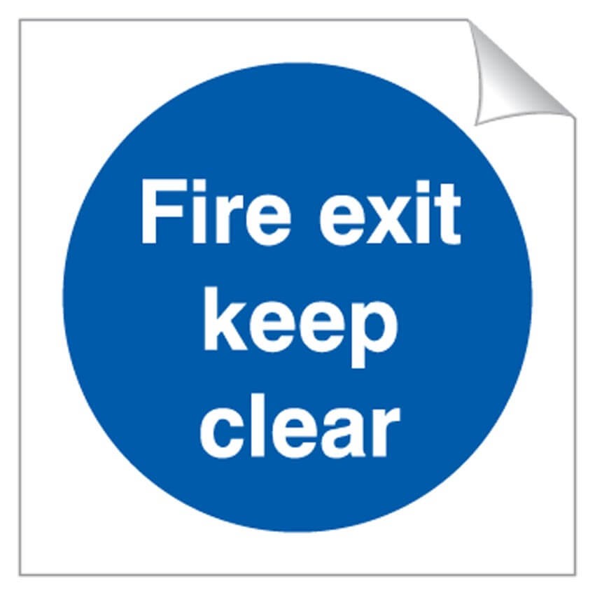 Fire Exit Keep Clear 120 x 120mm Sticker