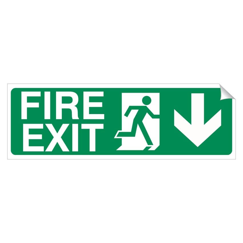 Down Arrow Fire Exit 150 x 450mm Sticker