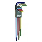 BONDHUS Colour Coded Ball End Hex Key Wrenches - Extra Long Metric Set
