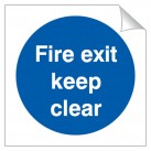 Fire Exit Keep Clear 120 x 120mm Sticker