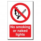 No Smoking or Naked Lights 240 x 360mm Sign