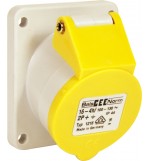 110v Angled Panel Socket - Yellow