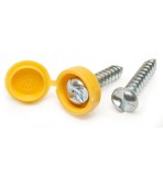 Security Number Plate Fasteners - Self-Tappers with Hinged Caps 