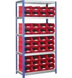 BSS Red Storage Bin and Standard Shelving System