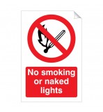 No Smoking or Naked Lights 240 x 360mm Sticker