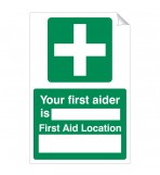 Your First Aider Is 240 x 360mm Sticker